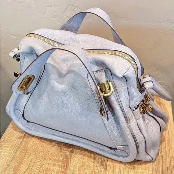 NWOT Chloé Medium Leather Satchel | Cashmere Gray with brass trim- Authentic - Picture 4 of 11